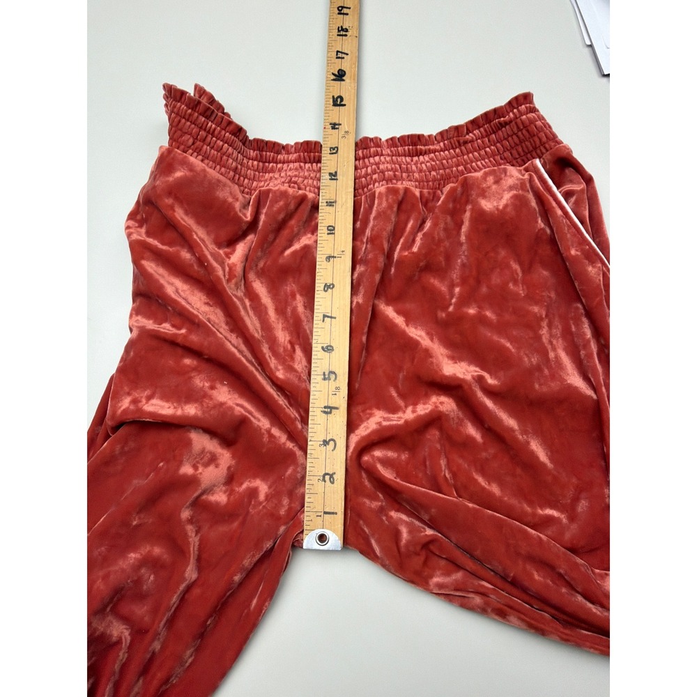 Aerie Wide Leg Pants Peach Crushed Velvet Athleisure Dopamine Sporty Spice XL - Picture 7 of 7